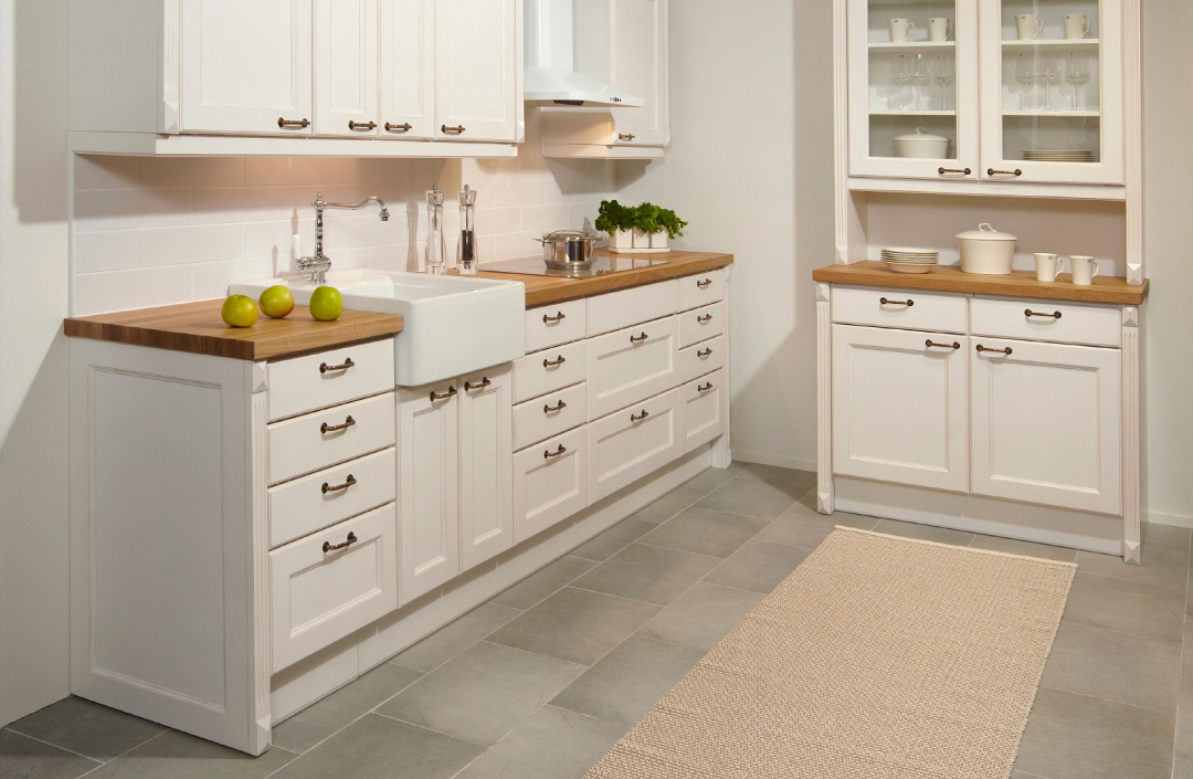 Cream cabinets online white walls